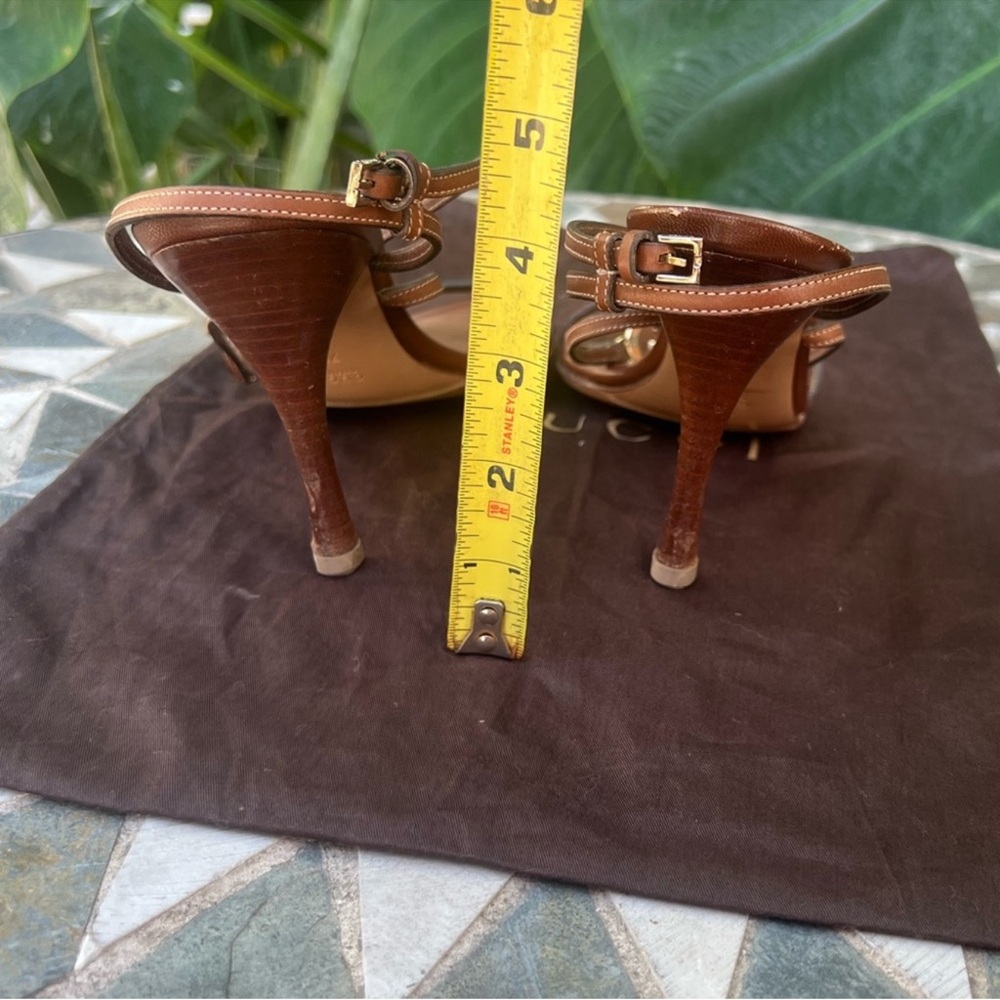 SOLD Gucci Tom Ford vintage gg y2k sandal heels logo brown leather - Picture 4 of 6
